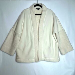 INC longer fleece jacket/cardigan
Open Front/No Zipper
Light Cream Color
Sz M